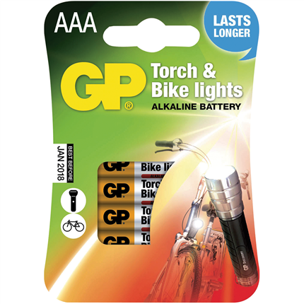 Afbeelding vergroten GP Batterij Alkaline Torch & Bike AAA 4 Stuks