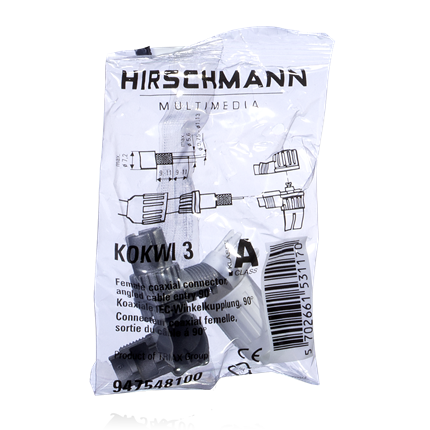 HIRschmann Antenne Koppeling 9.5mm(F) Haaks