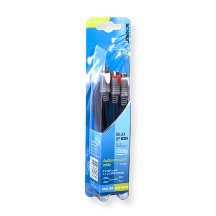 Afbeelding vergroten Scanpart Verlengkabel 2xTulp (M)-(F) 1,5m