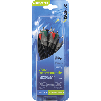 Afbeelding vergroten Scanpart Aansluitkabel 3xTulp(M)-(M) RGB 1,5m