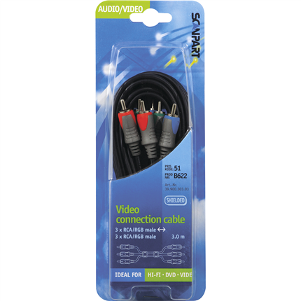 Afbeelding vergroten Scanpart Aansluitkabel 3xTulp(M)-(M) RGB 3m