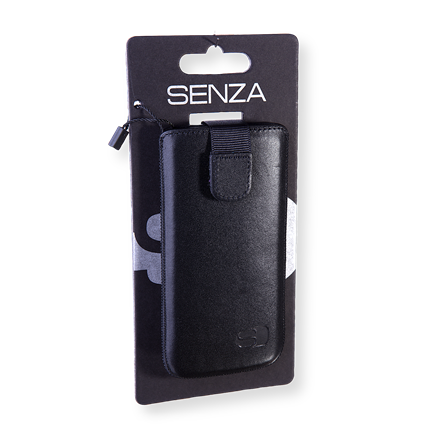 Afbeelding vergroten Senza Smartphone Hoesje Leer Zwart M/L (o.a. iPhone 5/5s/SE)