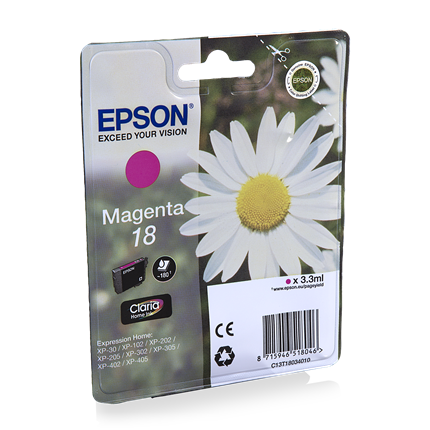 Afbeelding vergroten Epson Cartridge 18 (1803) Magenta ± 180 pagina's