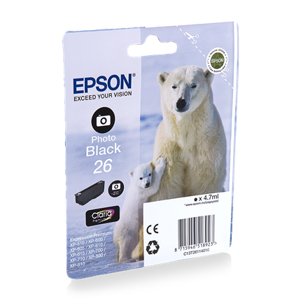 Afbeelding vergroten Epson Cartridge 26 (T2611) Foto Zwart
