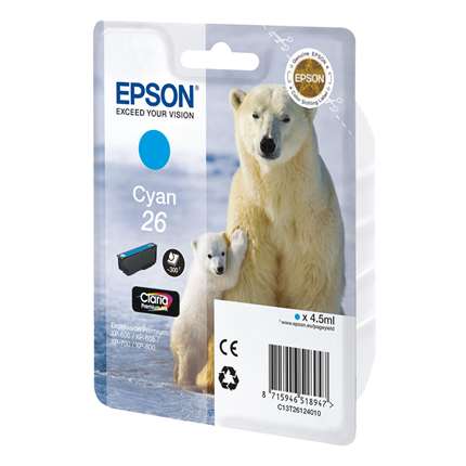 Afbeelding vergroten Epson Cartridge 26 (T2612) Cyaan