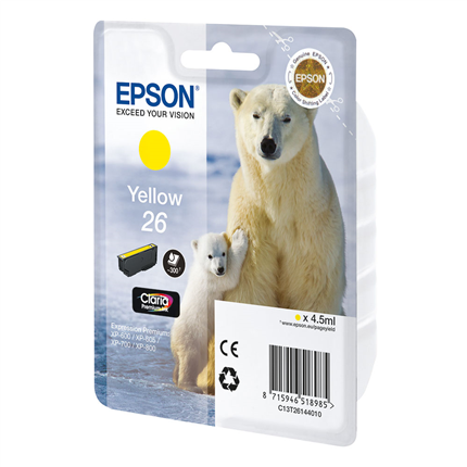 Afbeelding vergroten Epson Cartridge 26 (T2614) Geel