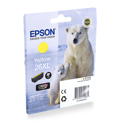 Afbeelding vergroten Epson Cartridge 26 XL (T2634) Geel