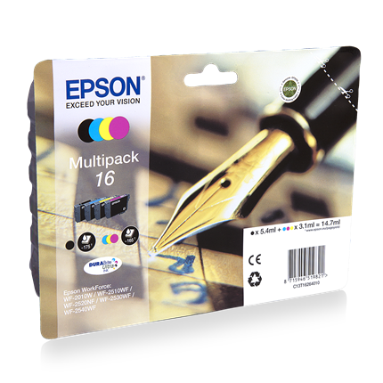 Afbeelding vergroten Epson T1626 Multipack ± 165 pagina's (kleur), ± 175 pagina's (zwart)