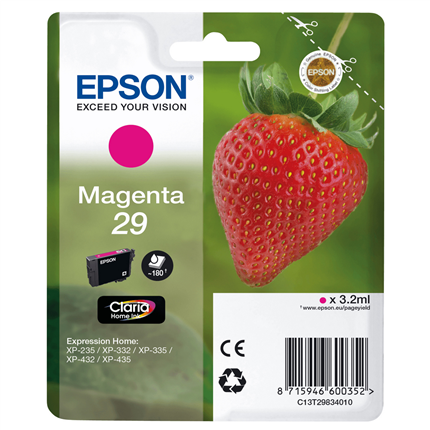 Afbeelding vergroten Epson Cartridge 29 (T2983) Magenta ± 180 pagina's