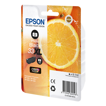 Afbeelding vergroten Epson Cartridge 33 XL (T3361) Foto Zwart