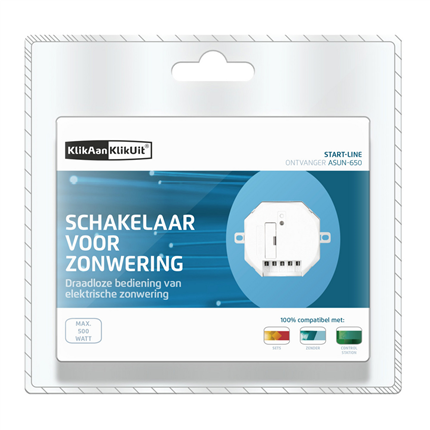 Afbeelding vergroten KlikAanKlikUit Inbouw Schakelaar Voor Zonwering 500W ASUN-650
