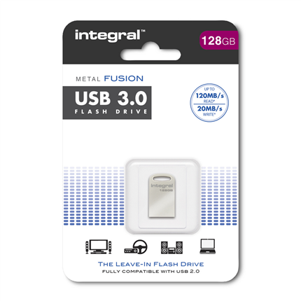 Afbeelding vergroten Integral USB Stick 3.0 128 Gb Metal Fusion