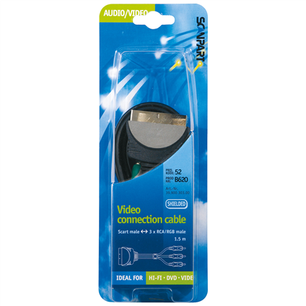 Afbeelding vergroten Scanpart Aansluitkabel Scart(M)-3Tulp(M) Rgb 1.5M