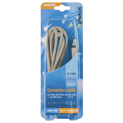 Afbeelding vergroten Scanpart Aansluitkabel Firewire 400 4P(M)-6P(M) 2.5M