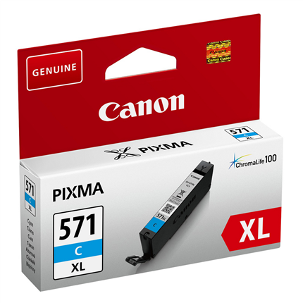 Afbeelding vergroten Canon Cartridge CLI-571 XL Cyan ± 267 Foto's, ± 715 pagina's