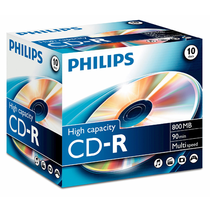 Afbeelding vergroten Philips Cd-R 800Mb 52Xspeed Jewel Case 10 Stuks
