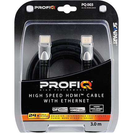 Afbeelding vergroten Profiq HDMI Kabel High Speed Ethernet 3m