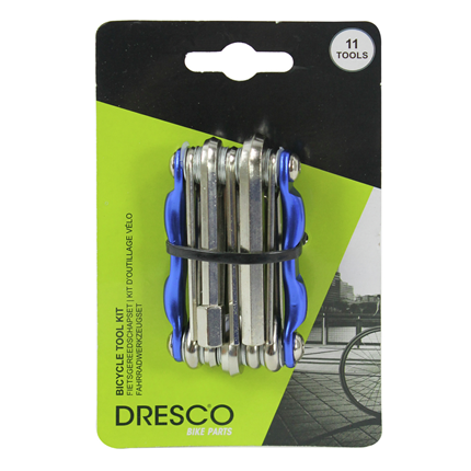 Afbeelding vergroten Dresco Fietsgereedschapset 11-delig blauw