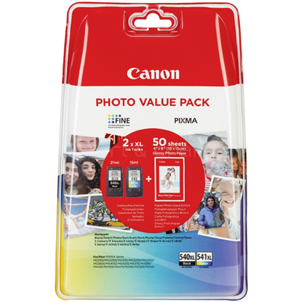 Afbeelding vergroten Canon Valuepack 540XL/541 XL + fotopapier