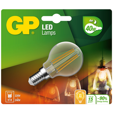 Gp Led Lamp E14 4,4W 470Lm Kogel Filament