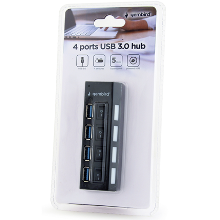 Afbeelding vergroten Gembird 4 poorts USB Hub 3.0