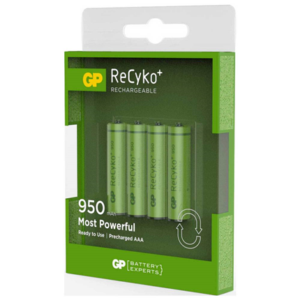 Afbeelding vergroten GP ReCyko+ AAA 950mAh 4 stuks Oplaadbare NiMH Batterij