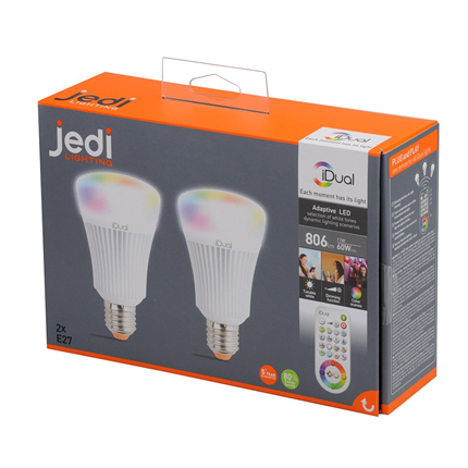 Afbeelding vergroten Jedi iDual Ledlamp E27 11W Kleur veranderend met Afstandsbediening