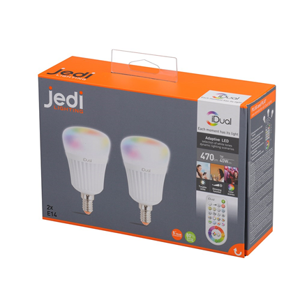Afbeelding vergroten Jedi iDual Ledlamp E14 7W Kleur veranderend met Afstandsbediening