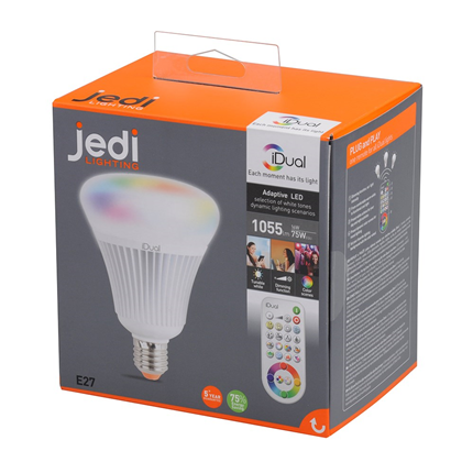 Afbeelding vergroten Jedi iDual Ledlamp E27 16W Kleur veranderend met Afstandsbediening