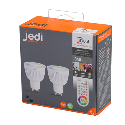 Afbeelding vergroten Jedi iDual Ledlamp GU10 7W Kleur veranderend met Afstandsbediening