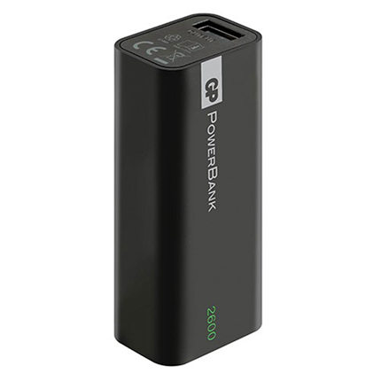 Afbeelding vergroten GP Powerbank 1C02A 2600 mAh Zwart 1-poort