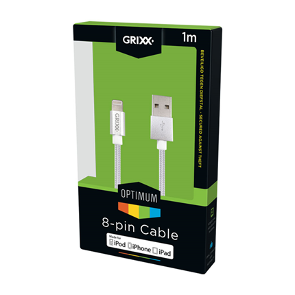 Afbeelding vergroten Grixx Laad + Datakabel Apple Lightning 1m Nylon