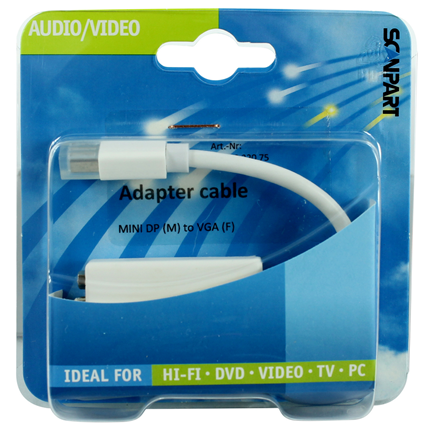Afbeelding vergroten Scanpart Adapter Kabel Mini DisplayPort (M) - VGA (F) Wit