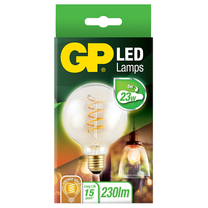 Afbeelding vergroten GP LED Lamp Vintage Gold G95 5W E27