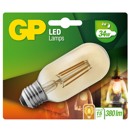 Afbeelding vergroten GP LED Lamp Filament Vintage Gold T45 4W E27