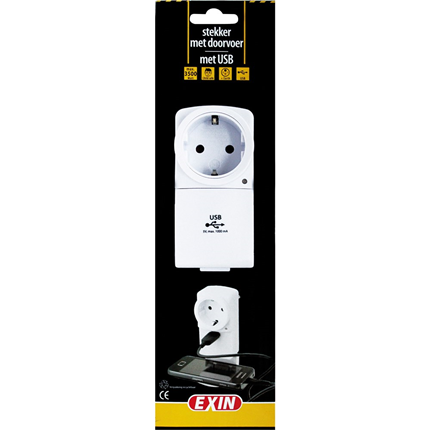 Afbeelding vergroten Exin Doorsteekstekker + USB