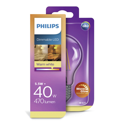 Afbeelding vergroten Philips LED Lamp E27 5,5W Dimbaar