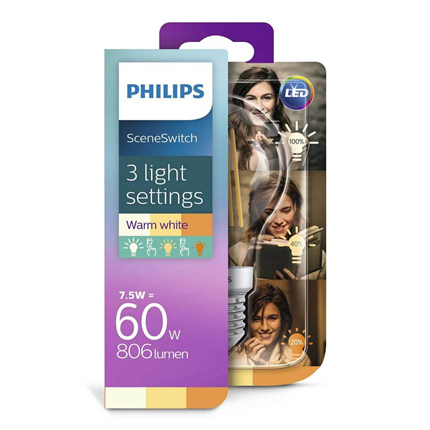 Afbeelding vergroten Philips LED Lamp E27 7,5W Scene Switch