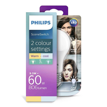 Afbeelding vergroten Philips LED lamp E27 9,5W Scene Switch