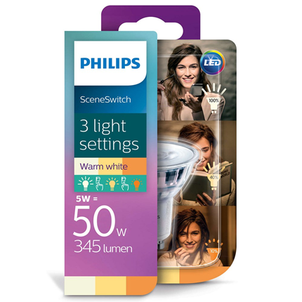 Afbeelding vergroten Philips LED lamp GU10 5W 345Lm Reflector Scene Switch