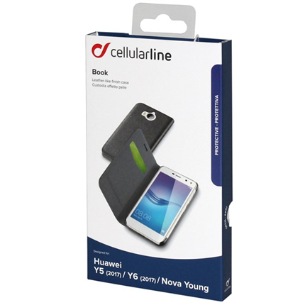 Afbeelding vergroten Cellular Line Bookcase Essential Zwart voor Huawei Y5/Y6-2017