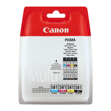 Afbeelding vergroten Canon Cartridge CLI-581 Multipack ± 200 pagina's (zwart), ± 260 pagina's (kleur)