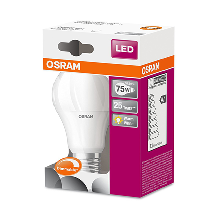 Afbeelding vergroten Osram ledlamp E27 10,5W Classic A dimbaar mat 4052899153738 Warm wit