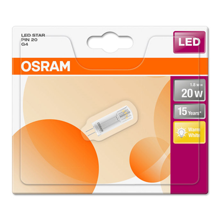 Afbeelding vergroten Osram ledlamp G4 1,8W ledpin 4058075811973 Warm wit