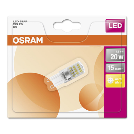Afbeelding vergroten Osram ledlamp G9 1,9W ledpin 4058075811997 Warm wit