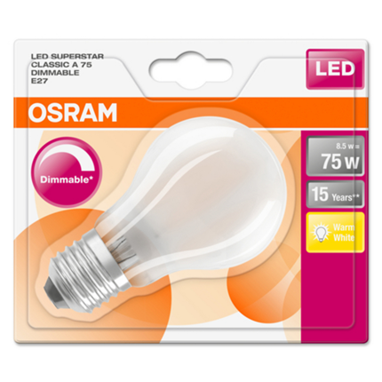 Afbeelding vergroten Osram ledlmap E27 8,5W Classic A filament dim nat 4058075808300 Warm wit