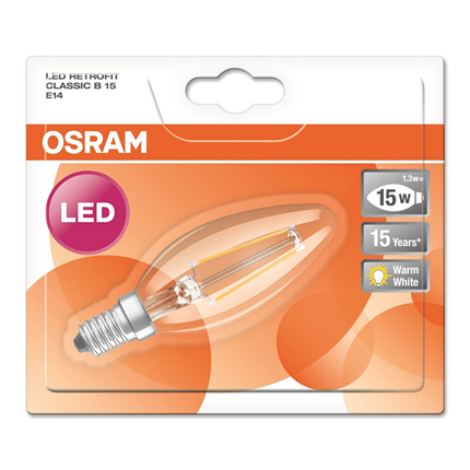 Afbeelding vergroten Osram ledlamp E14 1,6W Classic B filament helder