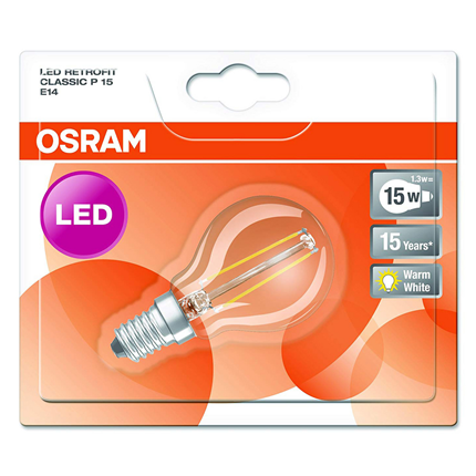 Afbeelding vergroten Osram ledlamp E14 1,2W Classic P filament helder