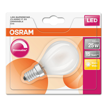 Afbeelding vergroten Osram ledlamp E14 2,5W Classic P filament dim mat
