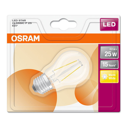 Afbeelding vergroten Osram ledlamp E27 2,8W Classic P filament mat